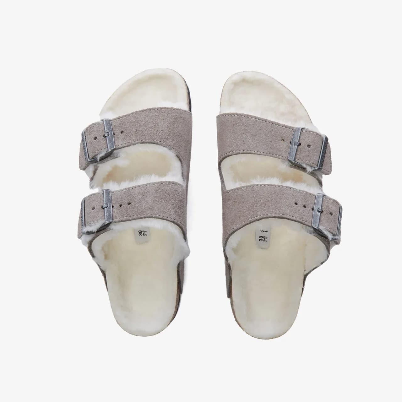 Birkenstock Suede Shearling Unisex Gri Terlik — görsel 1