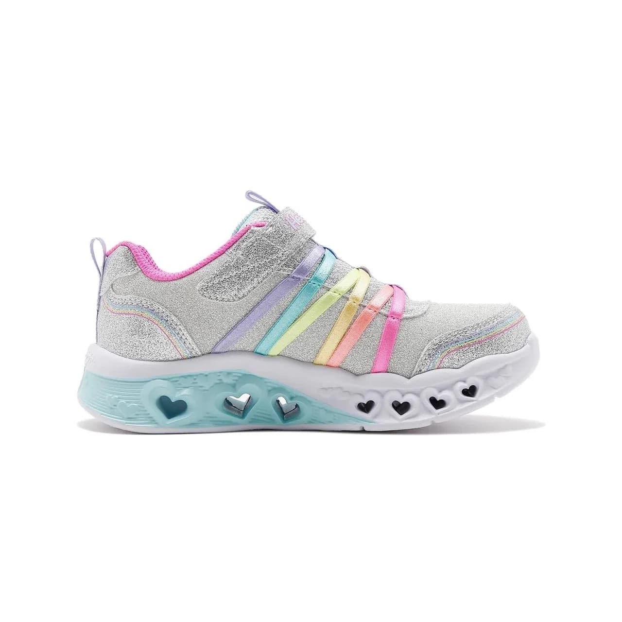 Skechers Flutter Heart Lights - Rainbow Bestie Spor Ayakkabı Gümüş görsel 1