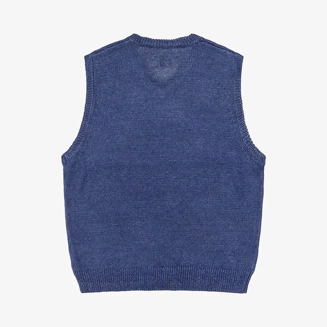 Stussy Loose Knit Linen Vest 'Blue' — T-shirt & Sweatshirt, Mavi · 117234-BLUE (2/2)