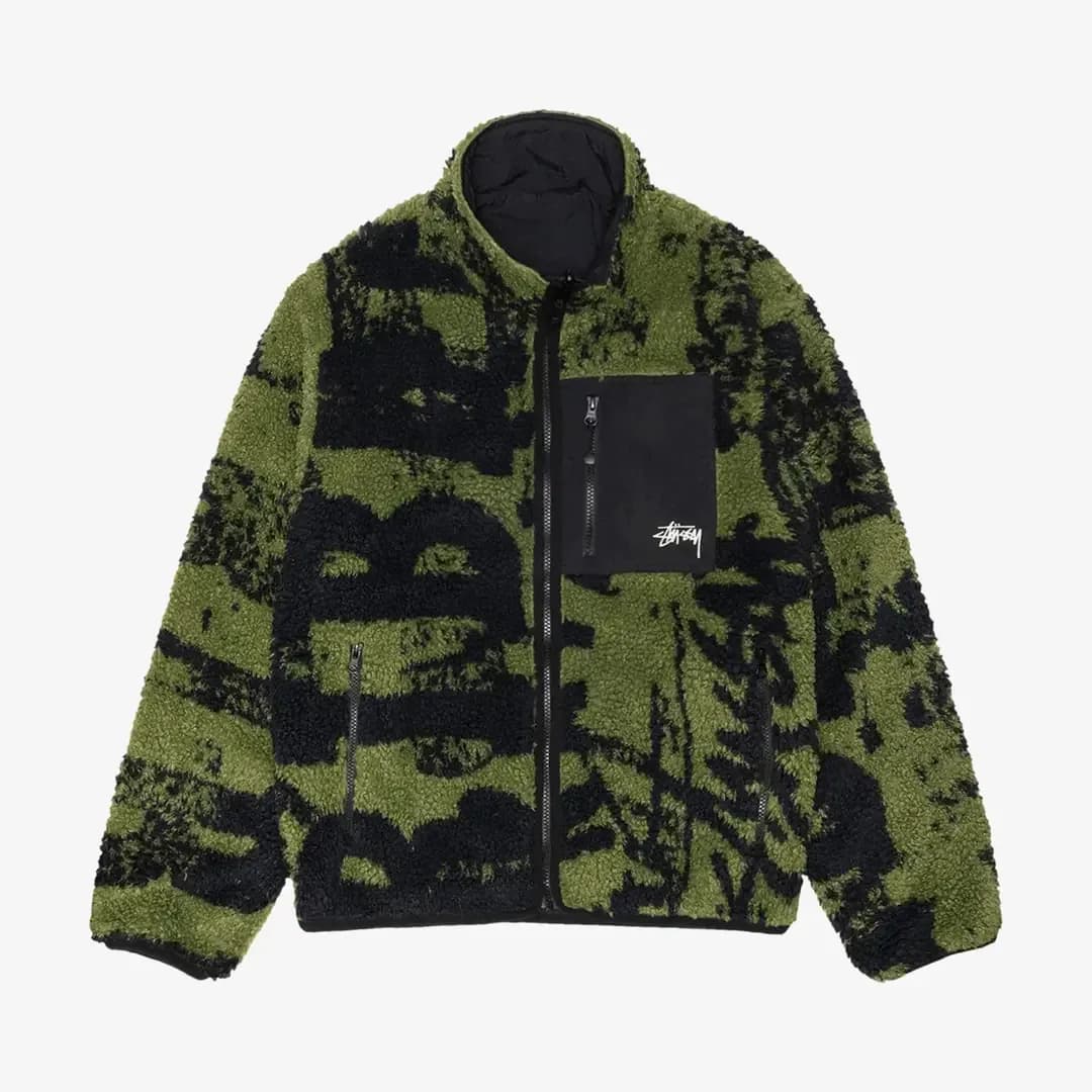 Sherpa Reversible Printed Jacket ‘Green’ görsel 1