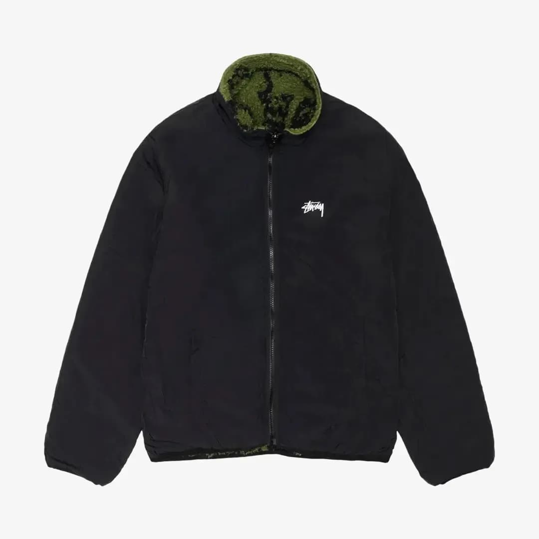 Stussy Sherpa Reversible Printed Jacket ‘Green’ — T-shirt & Sweatshirt, Yeşil · 118545-GREEN (3/3)