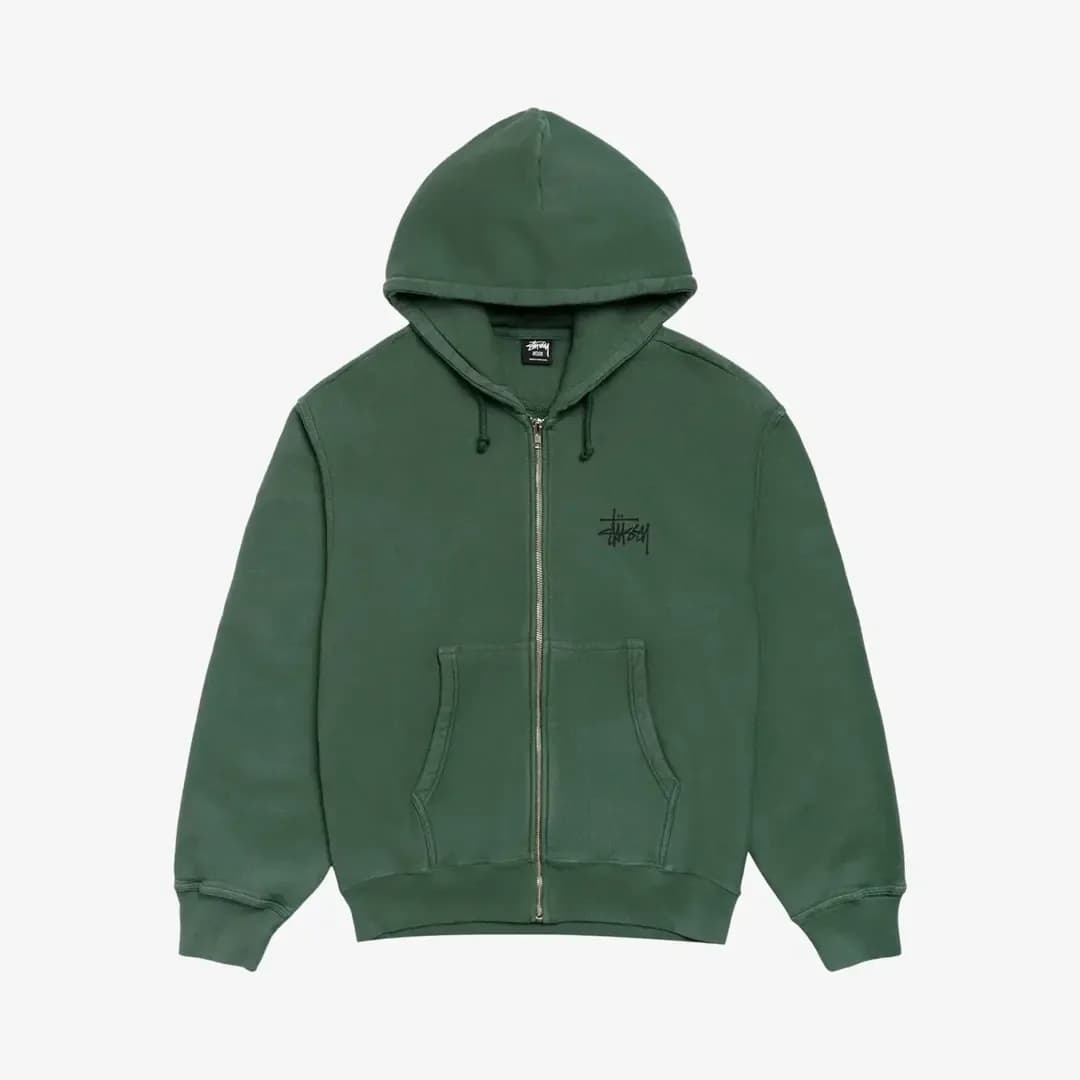 Basic Stüssy Pig Dyed Ziphood 'Pine'