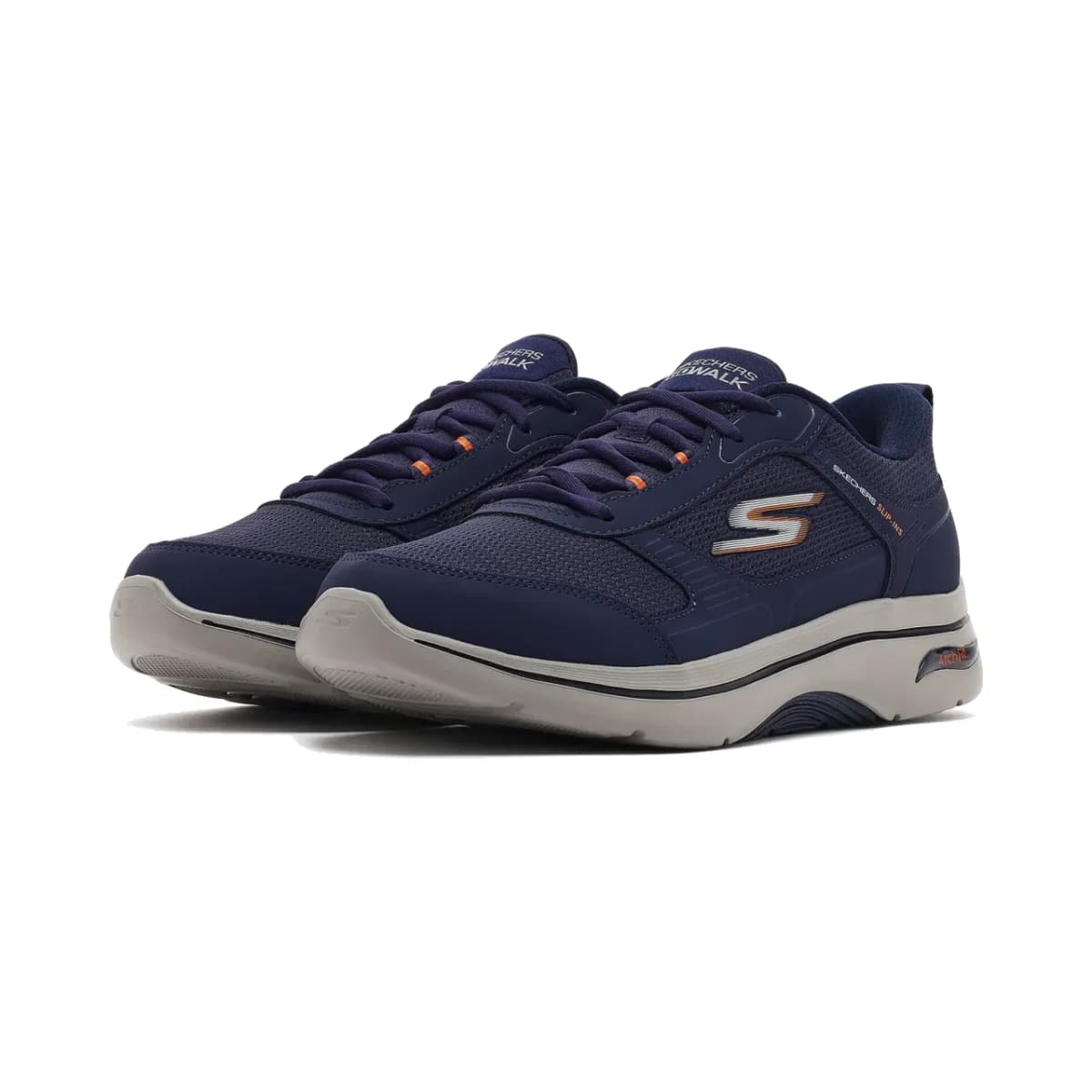 Skechers Go Walk Arch Fit 2.0 - Seared Erkek Lacivert Yürüyüş Ayakkabısı — Turuncu · 216650-NVOR (3/7)