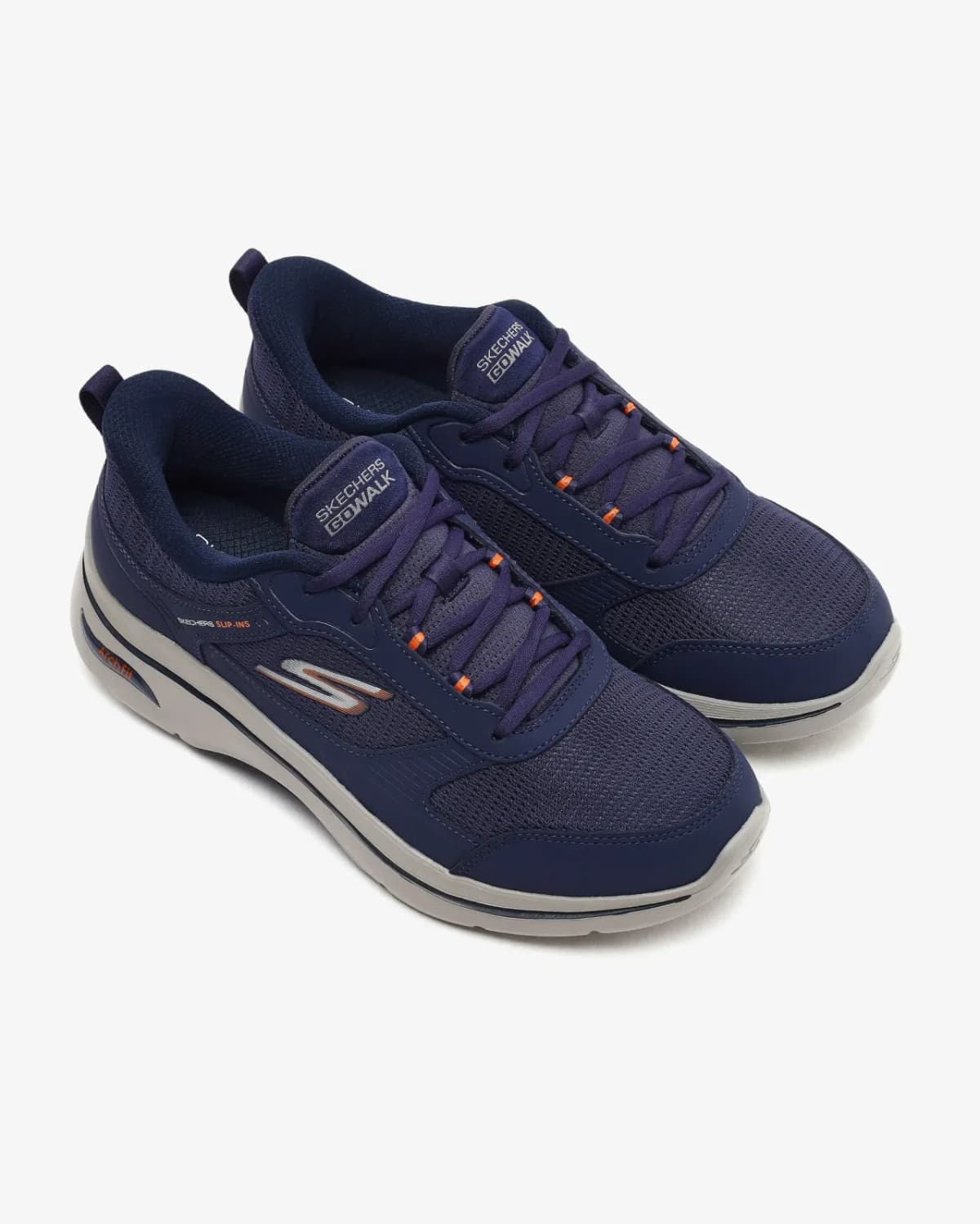 Skechers Go Walk Arch Fit 2.0 - Seared Erkek Lacivert Yürüyüş Ayakkabısı — Turuncu · 216650-NVOR (6/7)