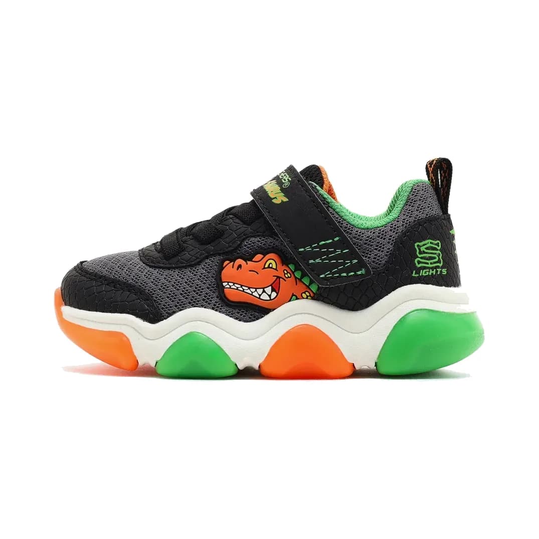 Skechers Mighty Glow 2.0 - Dino Bolt Küçük Erkek Çocuk Siyah Işıklı Spor Ayakkabı · 403501N-BKOR