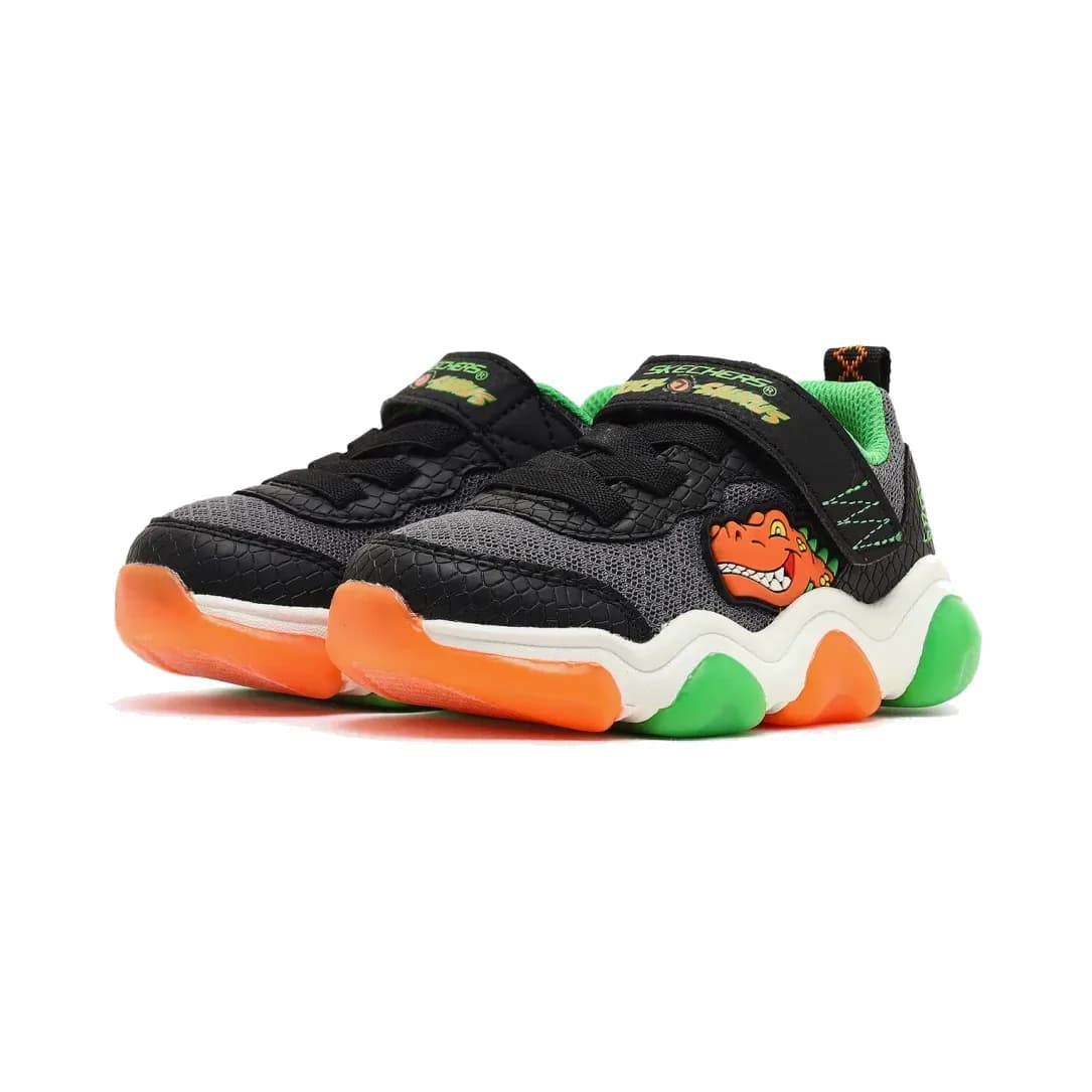 Skechers Mighty Glow 2.0 - Dino Bolt Küçük Erkek Çocuk Siyah Işıklı Spor Ayakkabı · 403501N-BKOR (3/6)
