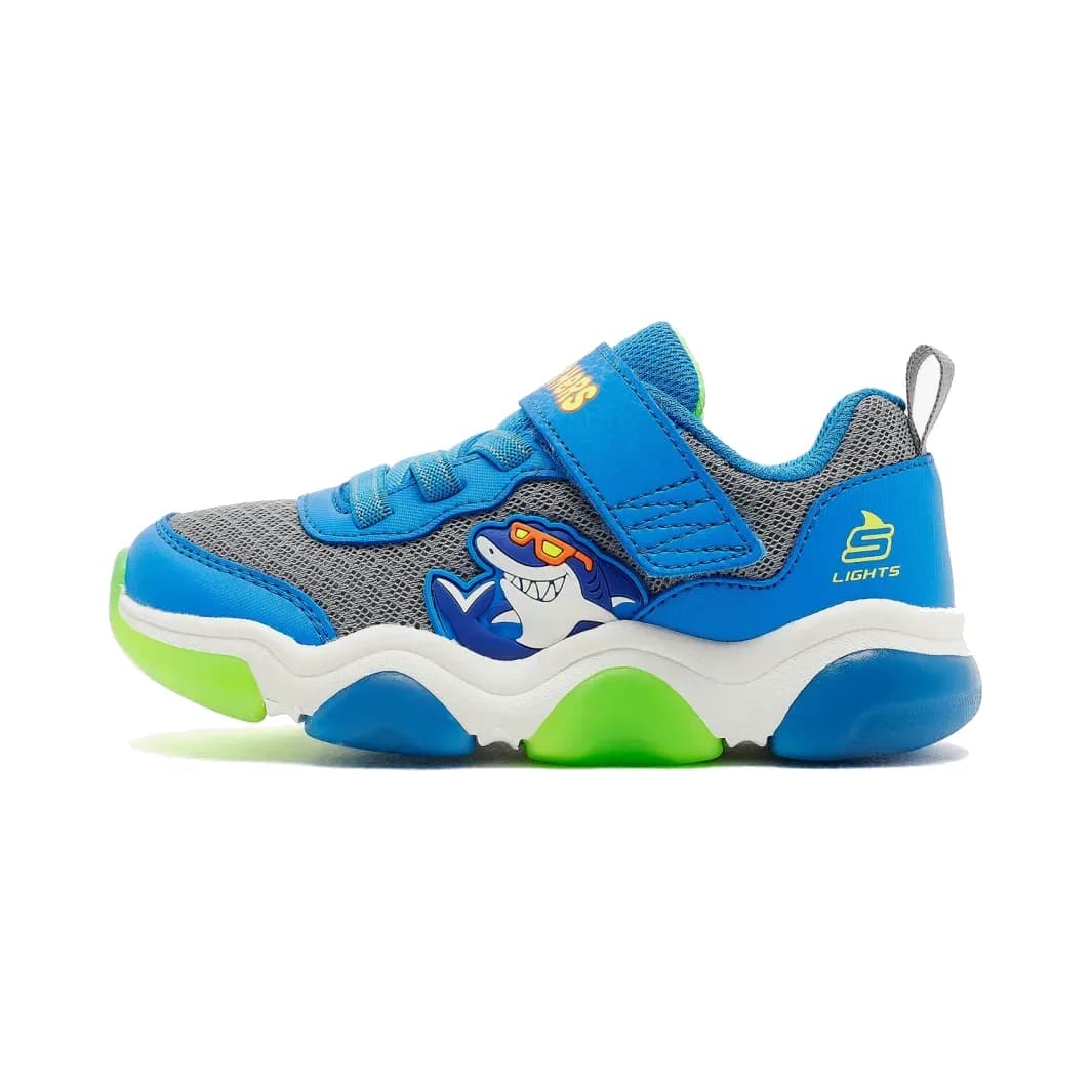 Skechers Mighty Glow 2.0 - Dino Bolt Küçük Erkek Çocuk Mavi Işıklı Spor Ayakkabı · 403501N-BLGY