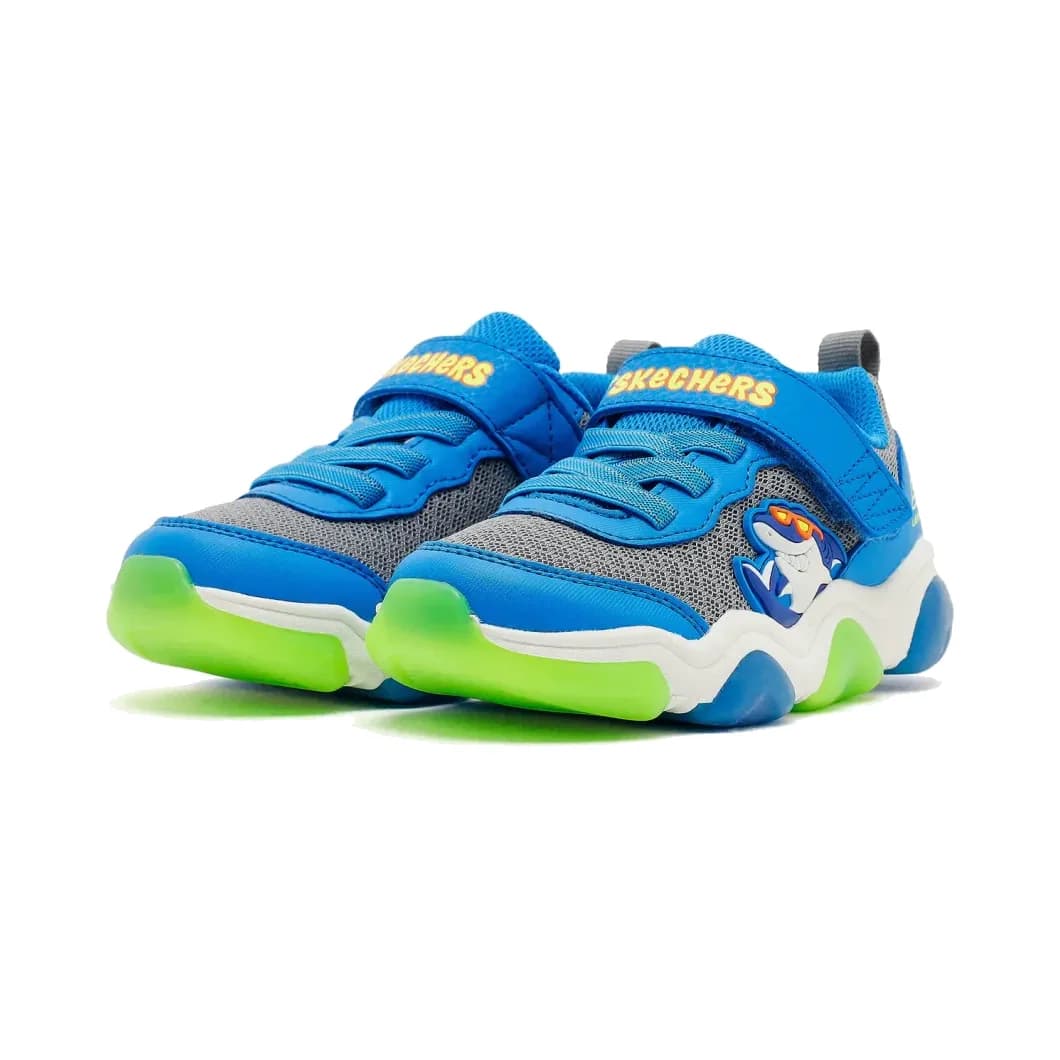 Skechers Mighty Glow 2.0 - Dino Bolt Küçük Erkek Çocuk Mavi Işıklı Spor Ayakkabı · 403501N-BLGY (3/6)