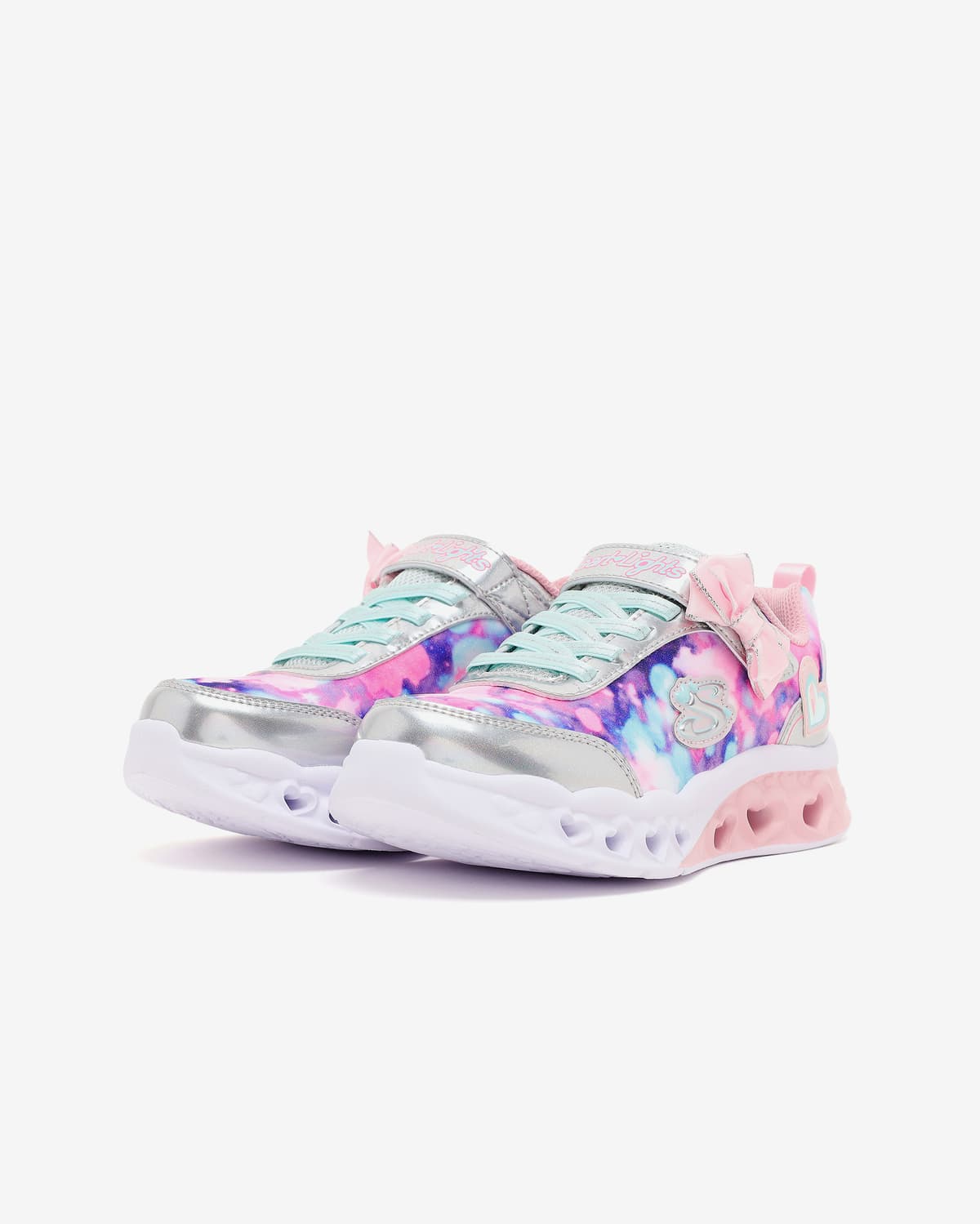Skechers Flutter Heart Lights - Blurred Love Büyük Kız Çocuk Gri Işıklı Spor Ayakkabı — Çok Renkli · 303255L-SLLP (3/6)