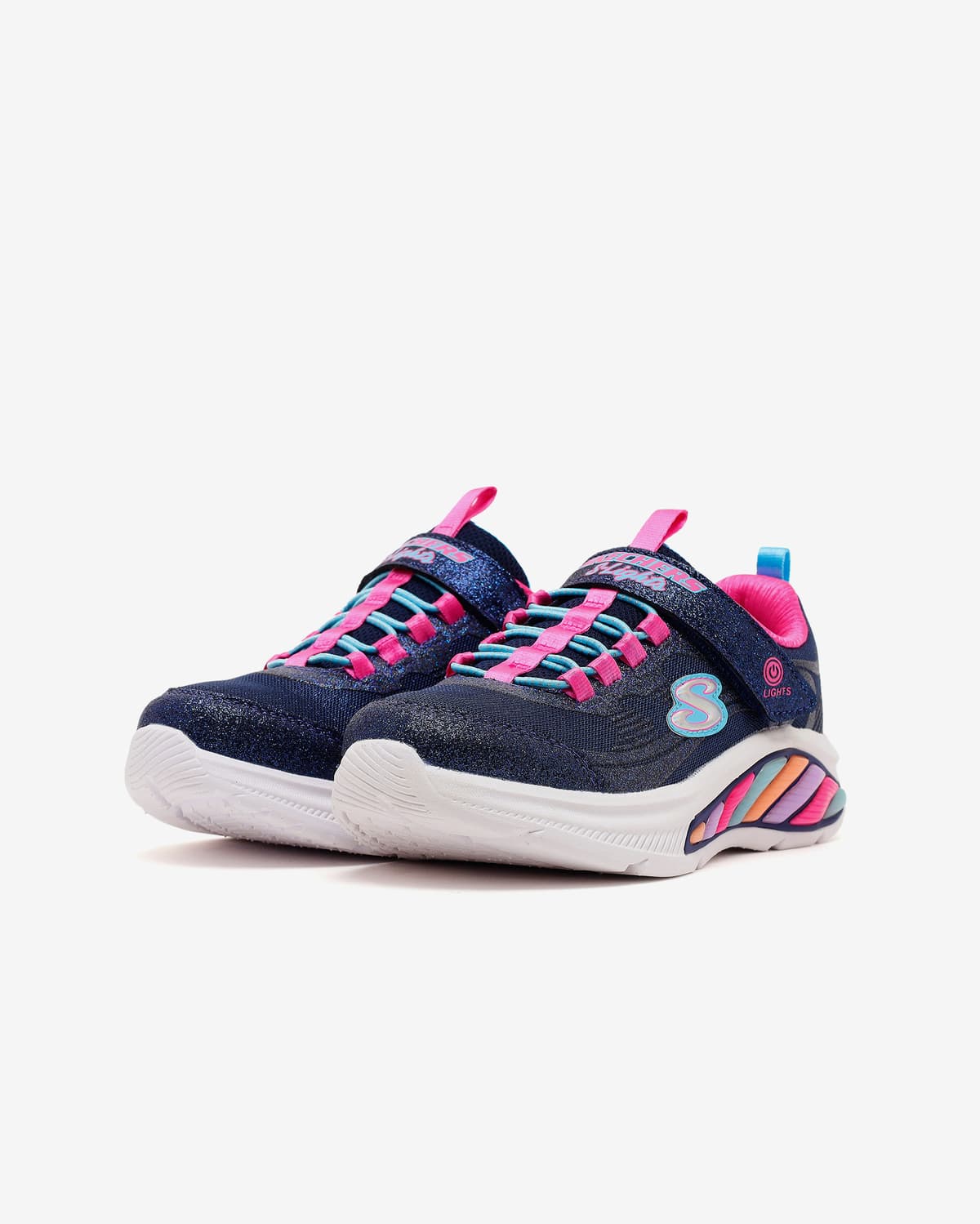Skechers Rainbow Cruisers-glitzy Glow Büyük Kız Çocuk Lacivert Işıklı Spor Ayakkabı — Mavi · 303726L-NVMT (3/5)
