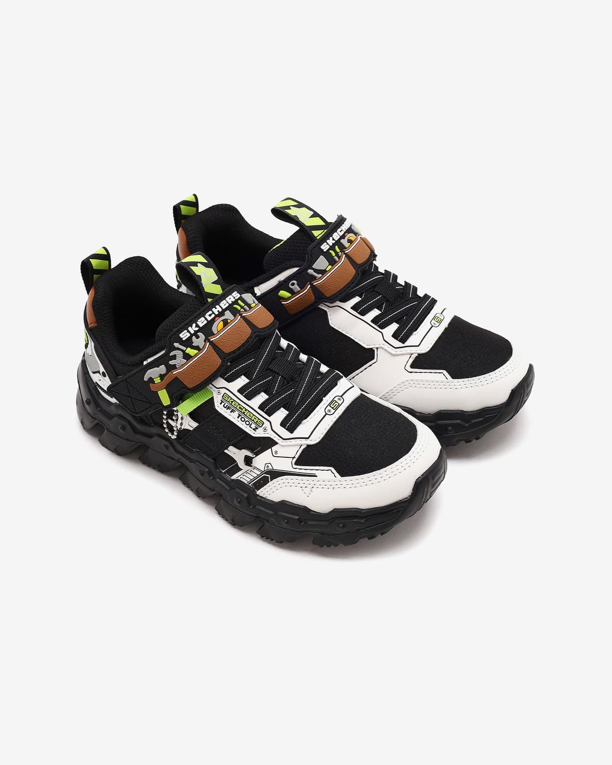 Skechers Mega-flex Lite - Tuff Toolz Büyük Erkek Çocuk Beyaz Spor Ayakkabı · 402130L-WBK (5/6)