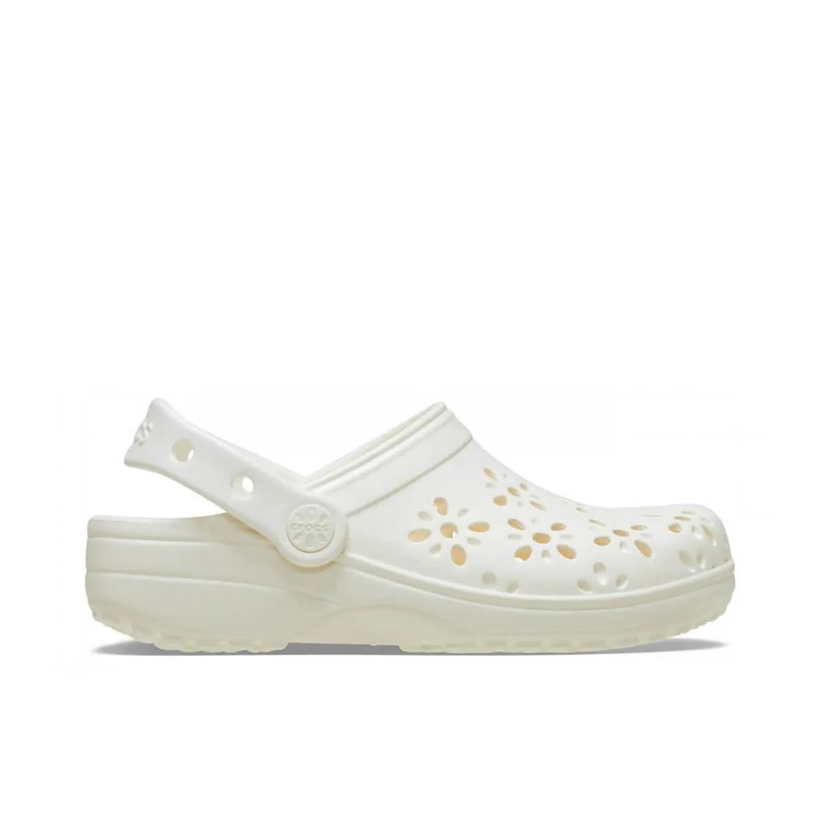 Crocs Classic Floral Cut Out Clog K Çocuk Terlik - Ekru