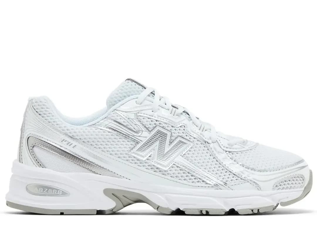 New Balance White Silver