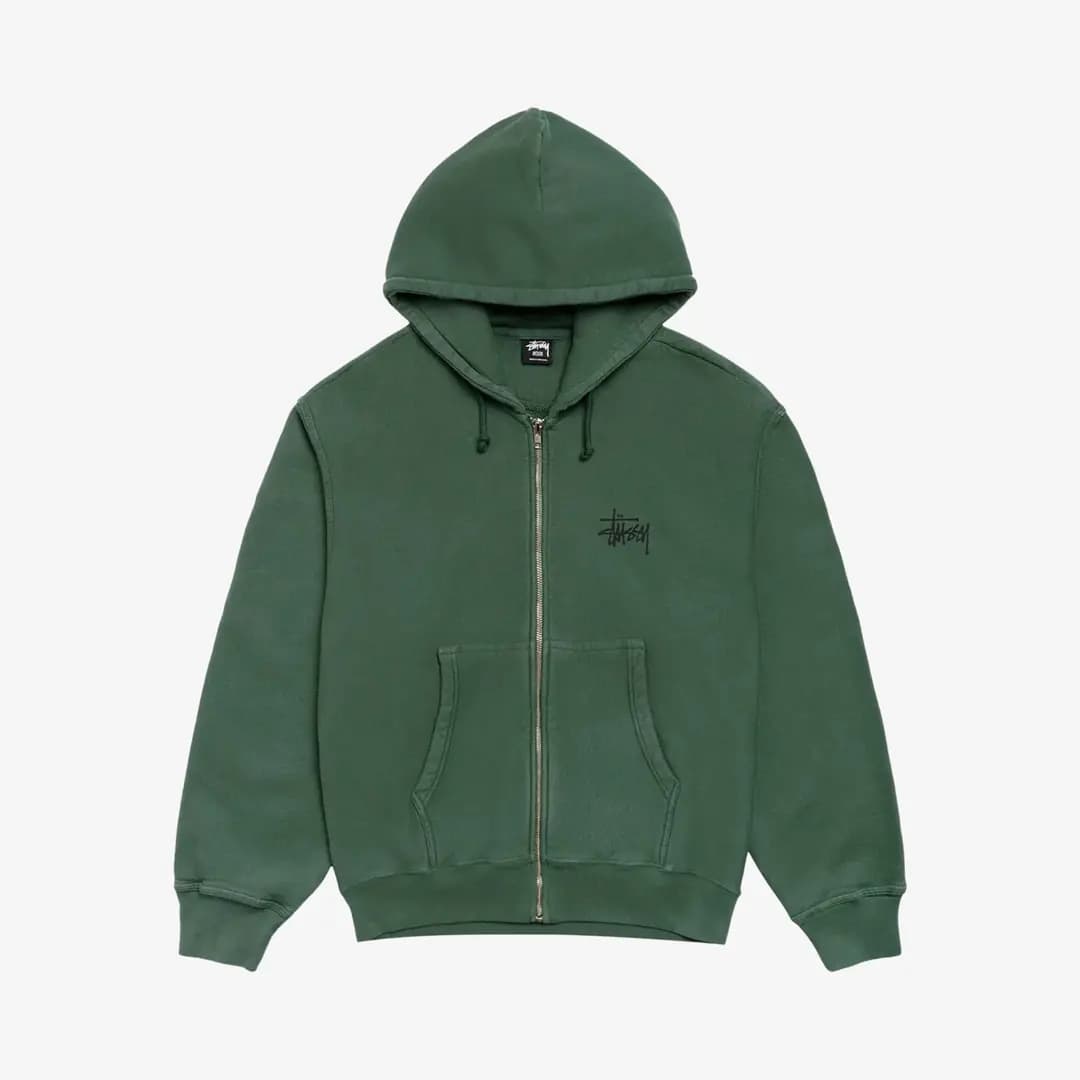 Basic Stüssy Pig Dyed Ziphood 'Pine'