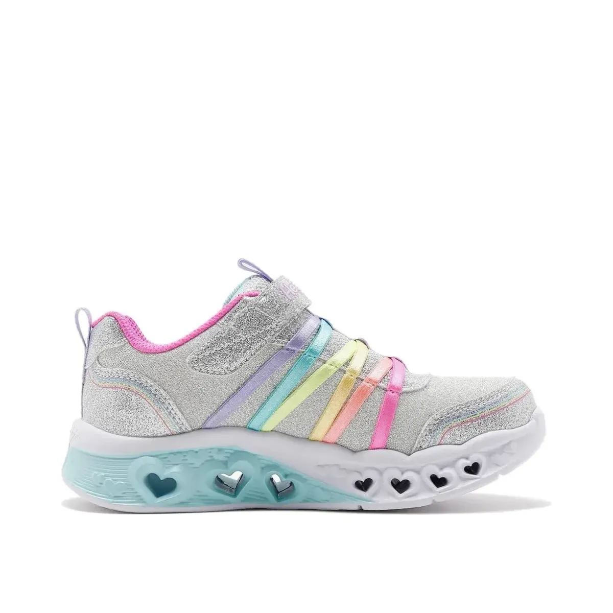 Skechers Flutter Heart Lights - Rainbow Bestie Spor Ayakkabı Gümüş — Çok Renkli