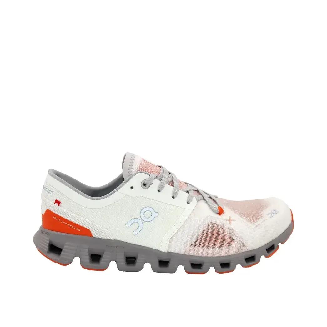 On Running On Cloud X 3 Kadın Spor Ayakkabı Beyaz Turuncu