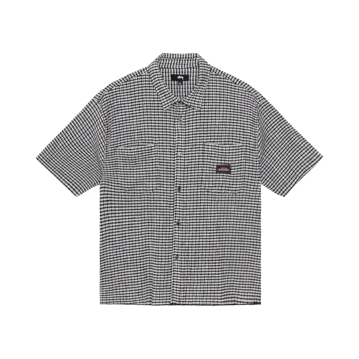 Stussy Crinkled Check Shirt 'Black' — T-shirt & Sweatshirt, Siyah