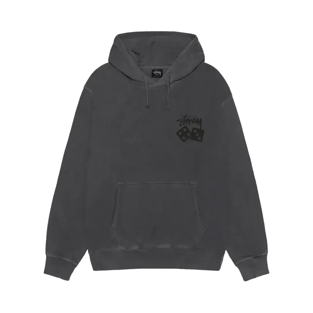 Stussy Dice Pig Dyed Hood 'Anthracite' — T-shirt & Sweatshirt, Çok Renkli