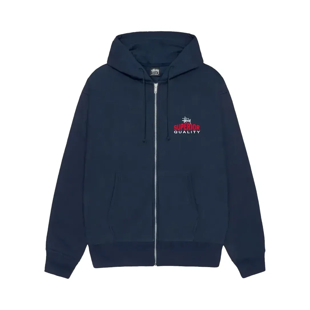 Stussy Superior Quality Ziphood 'Navy' — T-shirt & Sweatshirt, Mavi