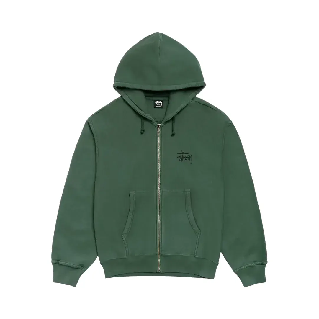 Stussy Basic Stüssy Pig Dyed Ziphood 'Pine' — T-shirt & Sweatshirt, Çok Renkli